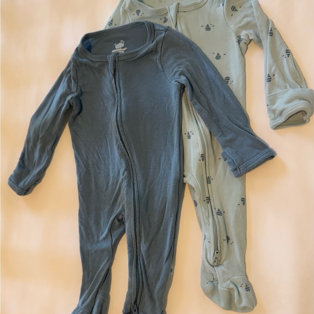 Cloud Island Blue and Green Kids Pajama Footies